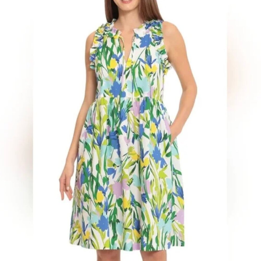Maggy London Women's "Kayla" Poplin Trapeze Floral Midi Dress - Size 0